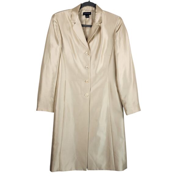 Ann Taylor 100% Cream Silk Sleeveless Vintage Dress & Coat Set  Women’s Size 6 - Picture 4 of 16